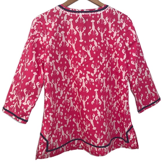 Talbots Lobster & Starfish Cotton Embroidered Tunic Size MP - Picture 2 of 7